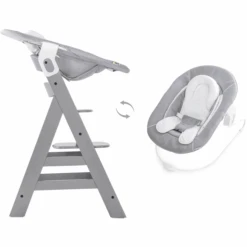 Hauck Hochstuhl Alpha Plus Grey Inklusive Bouncer Stretch Grey