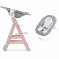 Hauck Hochstuhl Beta Plus Whitewashed Inklusive Bouncer Stretch Grey